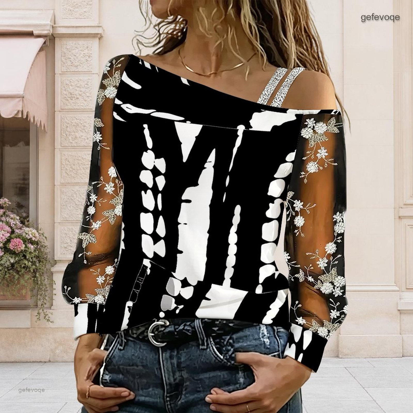Blouse Off Shoulder - Blusa de Mujer con Hombros Descubiertos,